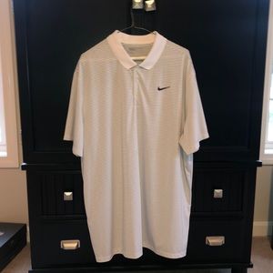 Grey and white nike polo